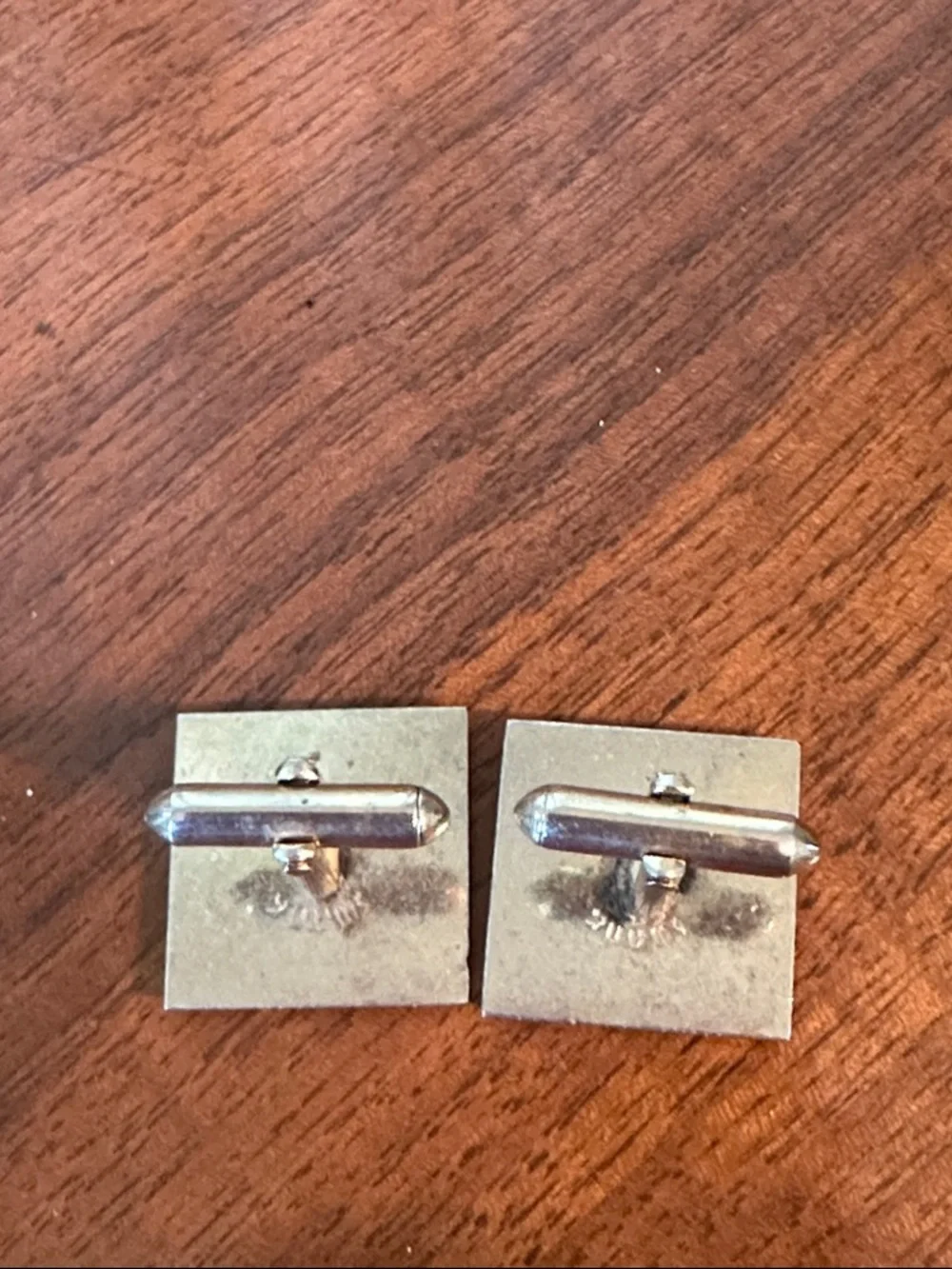 Vintage Mid Century SWANK Gold Tone Etched Square‎ Cuff Links